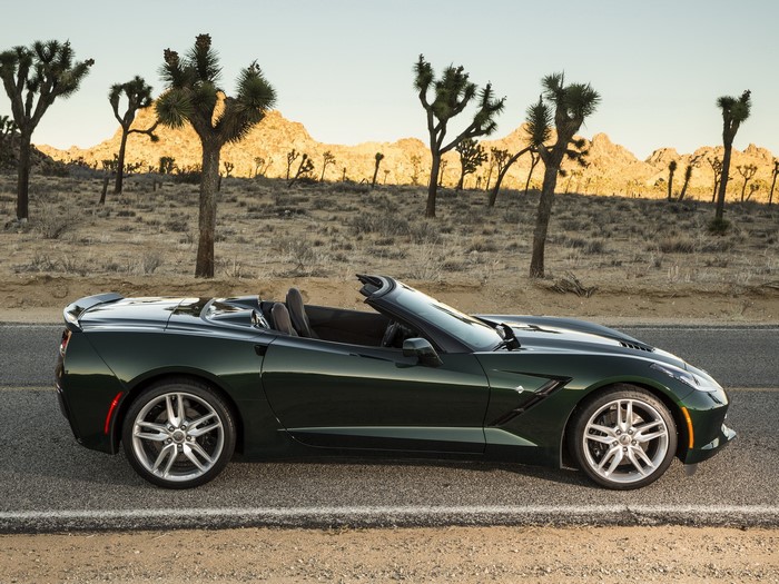 Green Chevrolet Corvette C7 Stingray Convertible