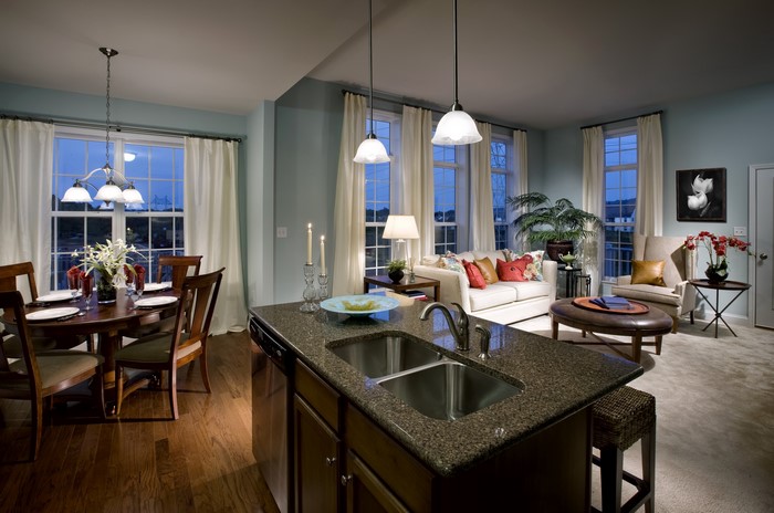 Dining Room and Living Room with Island