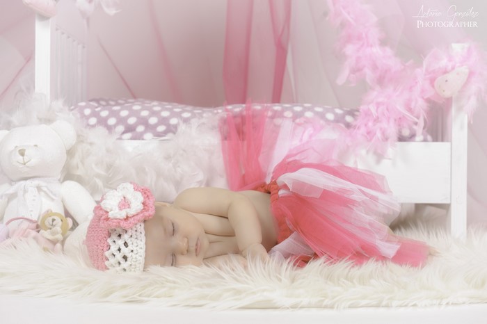 Infant Sleeping in Pink Tutu and Hat