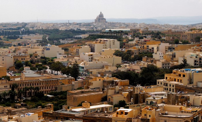 Victoria, Malta cityscape with dome building in distance
