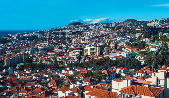 Cityscape of Funchal, Madeira, Portugal from above