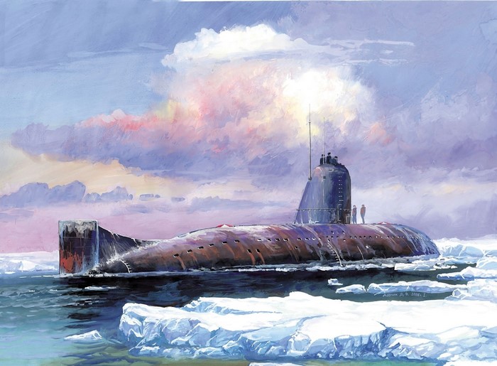 K-3 Submarine in Arctic Ice Painting