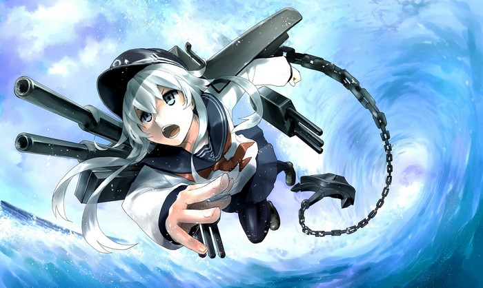 Hibiki from Kantai Collection in flight