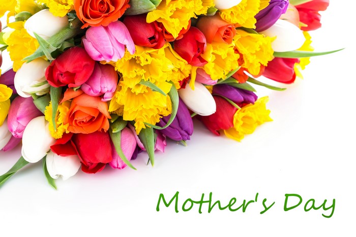 Mother's Day bouquet of tulips, daffodils, and roses