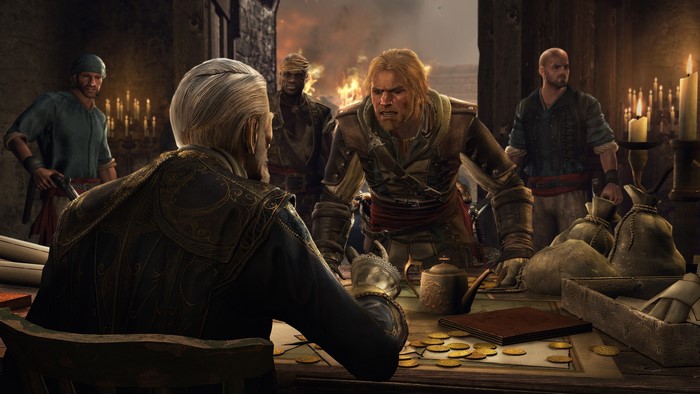 Edward Kenway from Assassin's Creed 4 Black Flag in a meeting