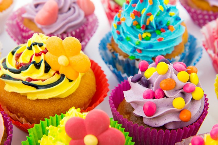 Assortment of colorful cupcakes