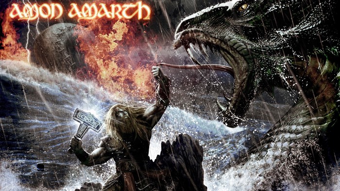 Amon Amarth Thor fighting Jörmungandr