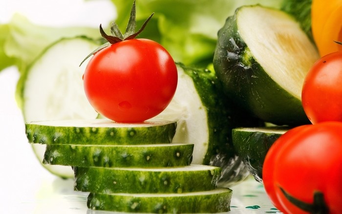Fresh Tomatoes and Cucumbers