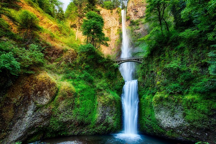 Multnomah Falls and Bridge in Oregon, USA