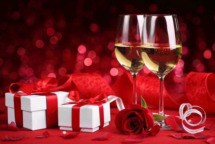 Champagne, Gifts, and Roses for Valentine's Day