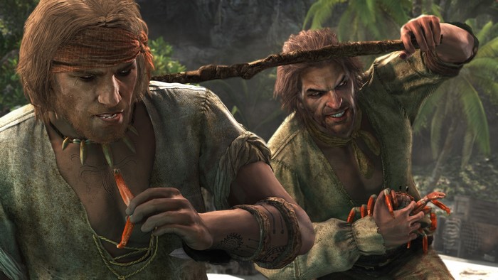 Two pirates from Assassin's Creed 4 Black Flag with crabs