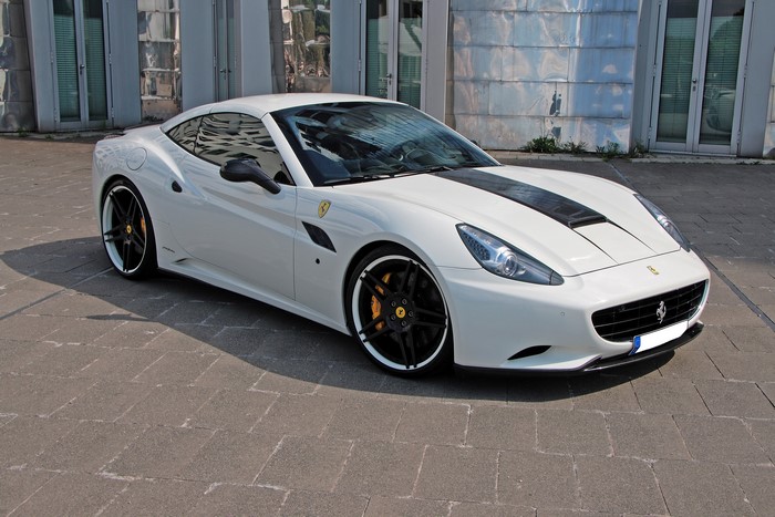 White Ferrari California with Black Stripes