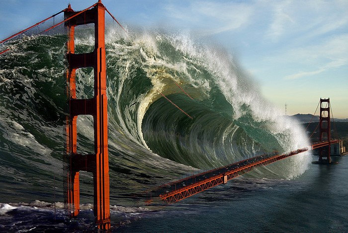 Golden Gate Bridge Destroyed by Giant Wave