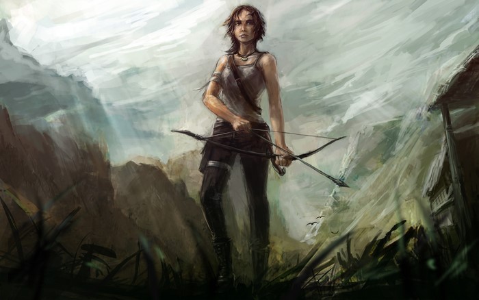 Lara Croft from Tomb Raider with a bow
