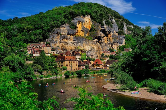 La Roque Gageac village on a river in France