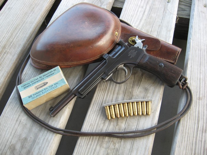 Mannlicher pistol with ammunition and holster