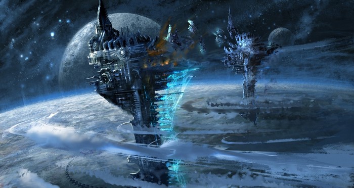 Alien structures orbiting a planet