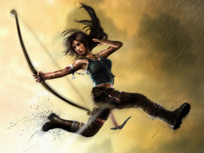 Lara Croft from Tomb Raider with a bow
