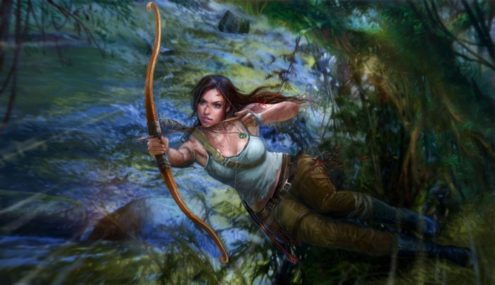 Lara Croft from Tomb Raider with a bow