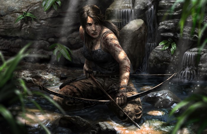 Lara Croft from Tomb Raider with a bow