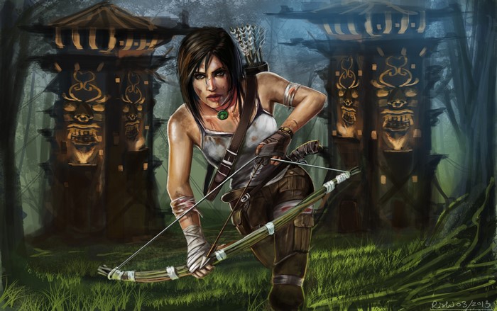 Lara Croft from Tomb Raider with a bow