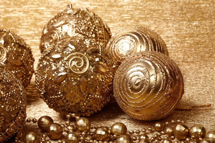 Gold Christmas Ornaments and Beads