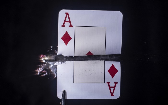 Ace of Diamonds Card Shot by Bullet