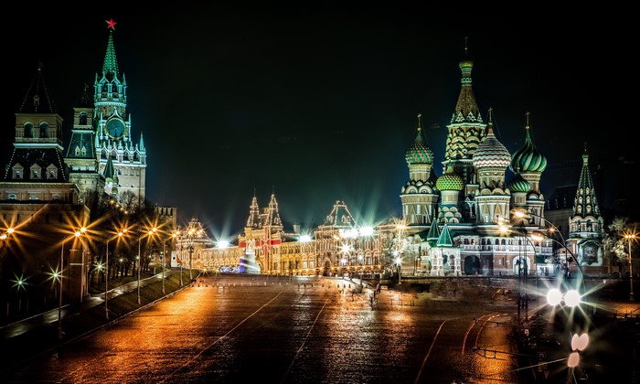Saint Basil's Cathedral and Kremlin at Night, Moscow