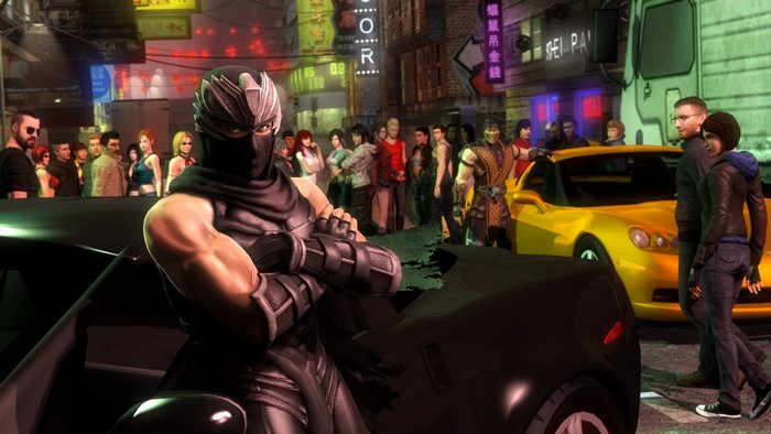 Ryu Hayabusa from Ninja Gaiden in a city street