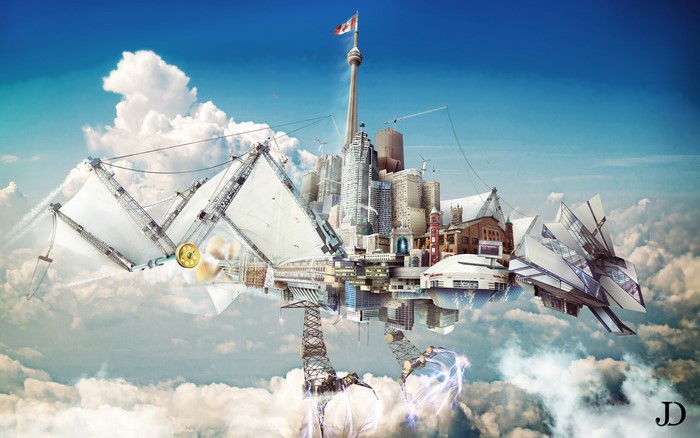 Fantastic city floating in the clouds
