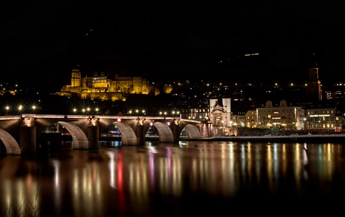 Heidelberg Castle and Bridge at Night