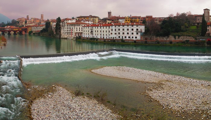 Bassano del Grappa, Italy with river and bridge