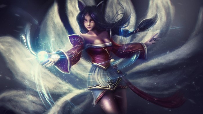 Ahri from League of Legends casting magic