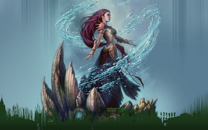 Merfolk sorceress from Magic: The Gathering