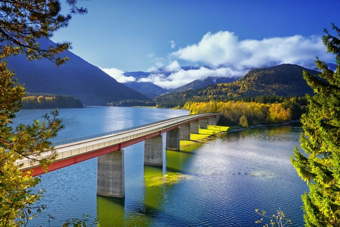 Bridge over Sylvenstein Lake in Germany