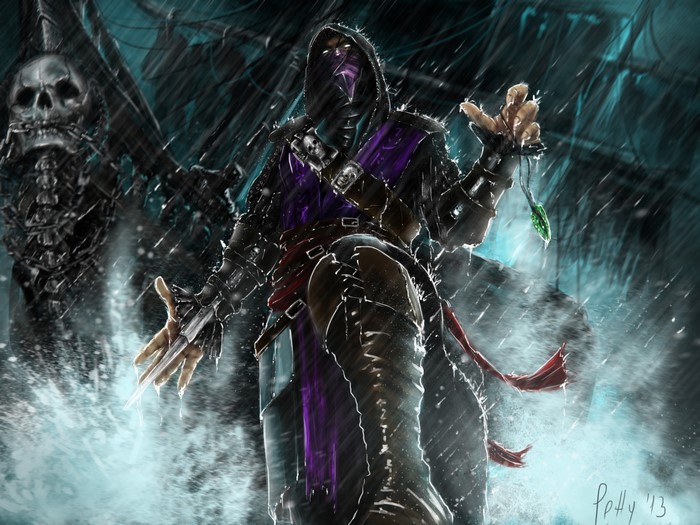 Scorpion from Mortal Kombat in the rain