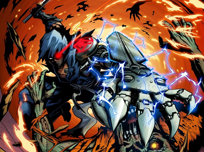 Yaiba: Ninja Gaiden Z Ninja with cybernetic arm fighting monsters