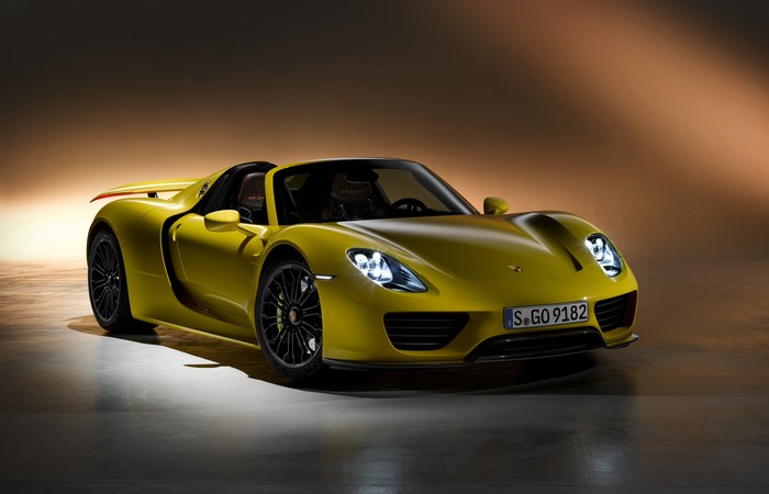 Yellow 2013 Porsche 918 Spyder Cabriolet