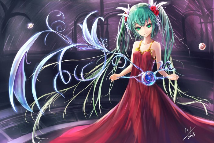 Hatsune Miku from Vocaloid with magic dress