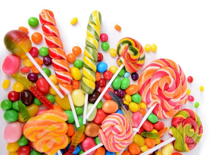 Assortment of colorful candies and lollipops