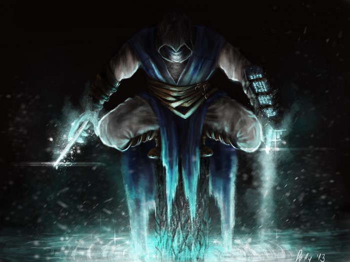 Sub-Zero from Mortal Kombat with hood headgear