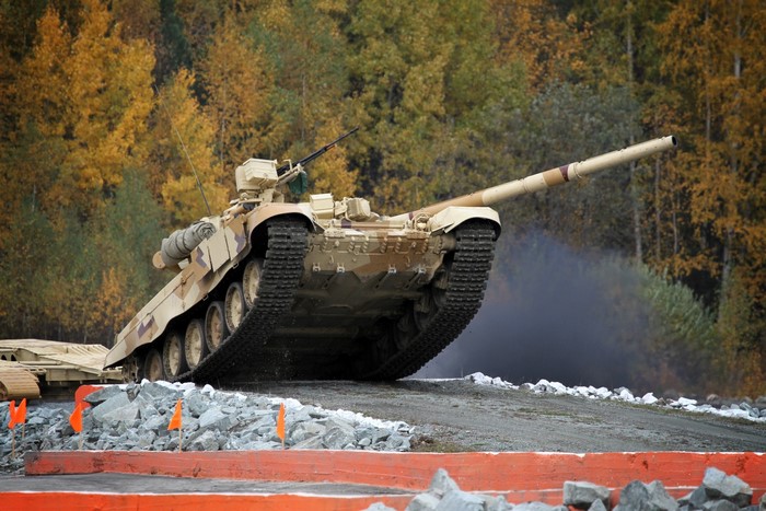 T-90 Tank on an Obstacle Course