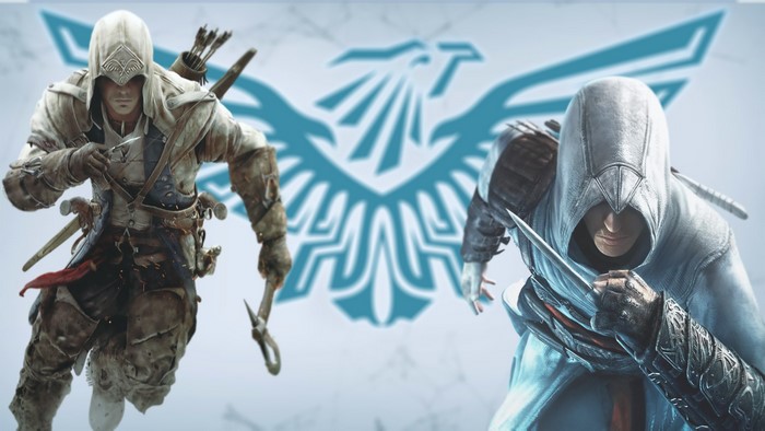 Two Assassins from Assassin's Creed with Eagle Symbol