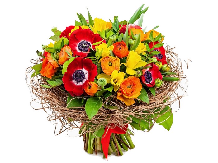 Bouquet of Poppies, Ranunculus, and Daffodils