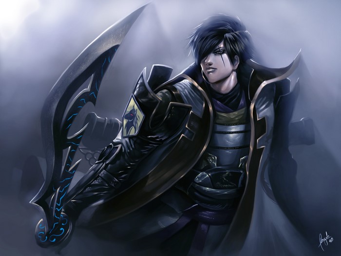 Man in samurai armor with a sword