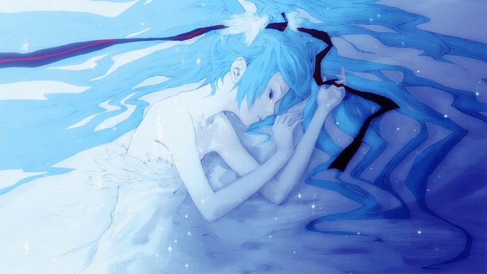 Hatsune Miku from Vocaloid sleeping