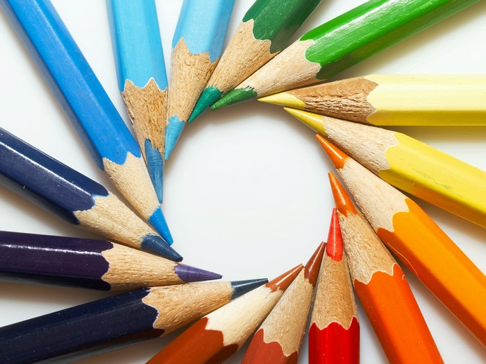 Color pencils arranged in a circle