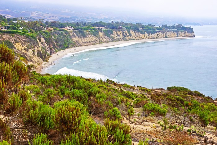 Coastal cliffs and ocean in Malibu, California