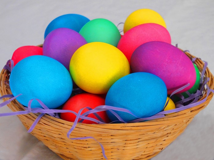 Easter Eggs in a Wicker Basket
