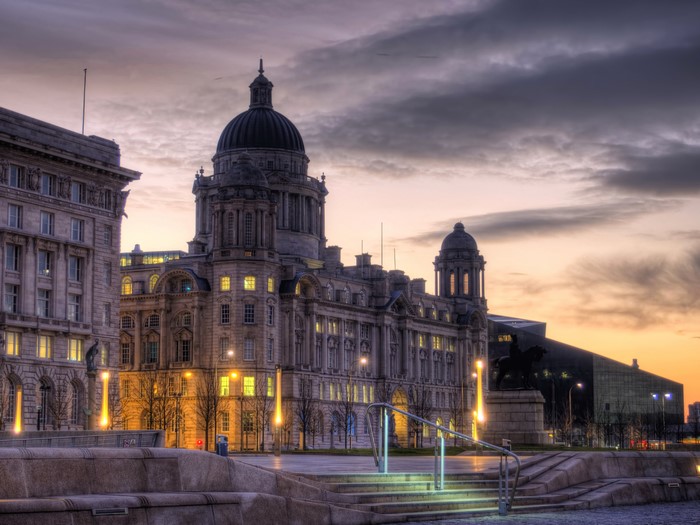 Royal Albert Dock Liverpool at dusk